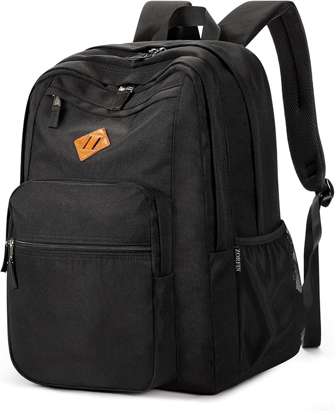 26L Black Backpack for College, and Travel: Water Resistant Bookbag