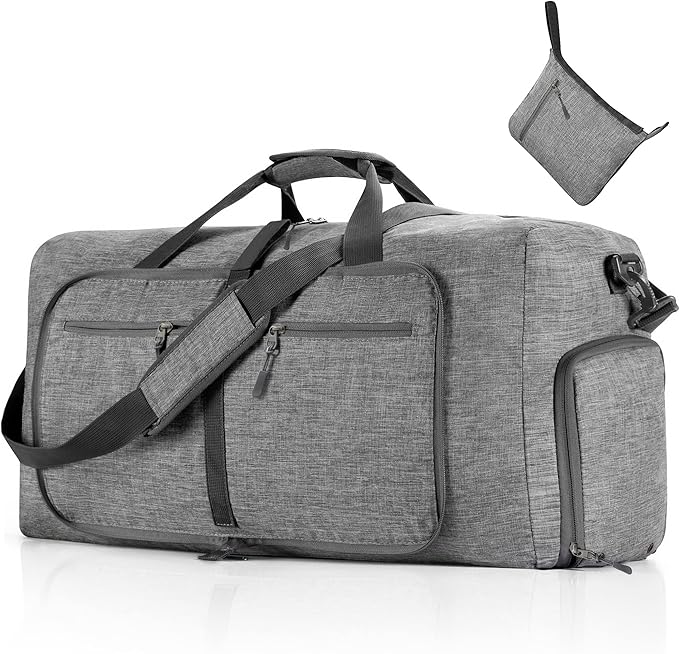 65L/85L/115L Foldable Travel Duffle Bag, Lightweight Checked Luggage with Shoe Compartment, Water-Resistant Weekender Overnight Bag for Men & Women